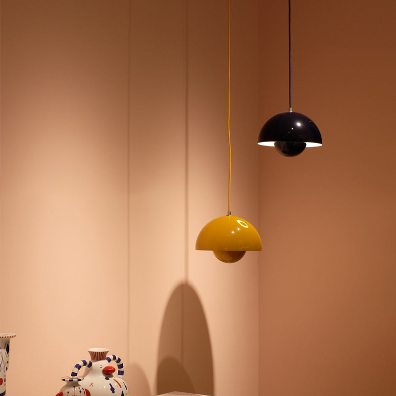 Lampe de suspension hémisphérique de fer à pendentif en fer à pendentif macaron nordique moderne pour espaces intérieurs