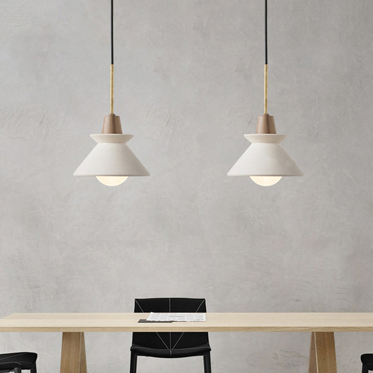 Lampe à pouces suspendues moderne à lampe en bois de bois avec de la teinte de ciment