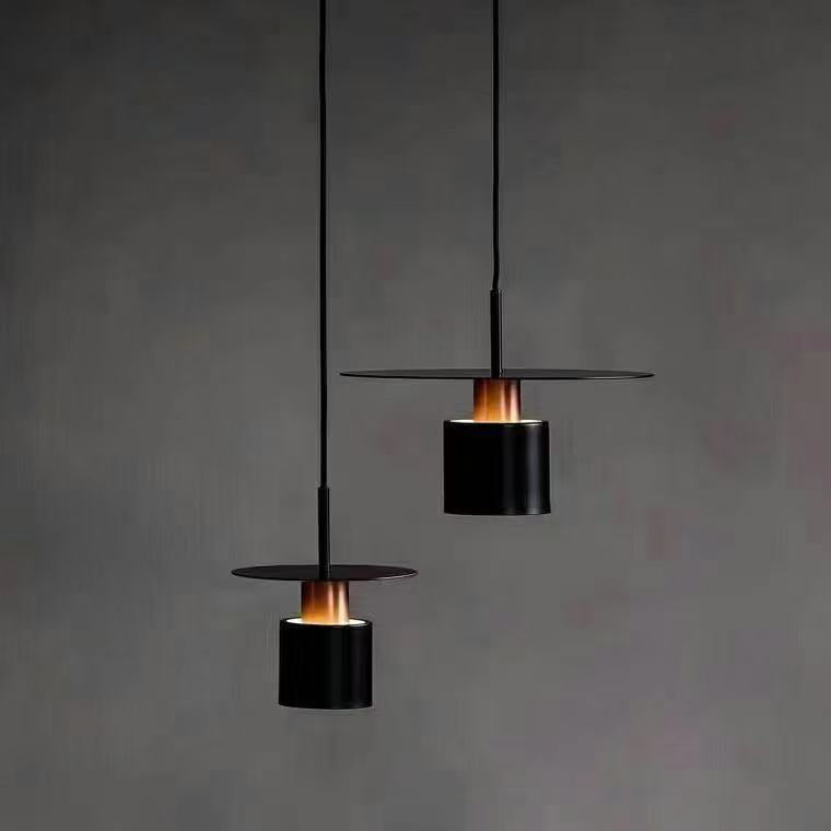 Pendre en fer laqué dans le style artistique moderne, lampe à suspension unique cylindrique pour chambre à coucher