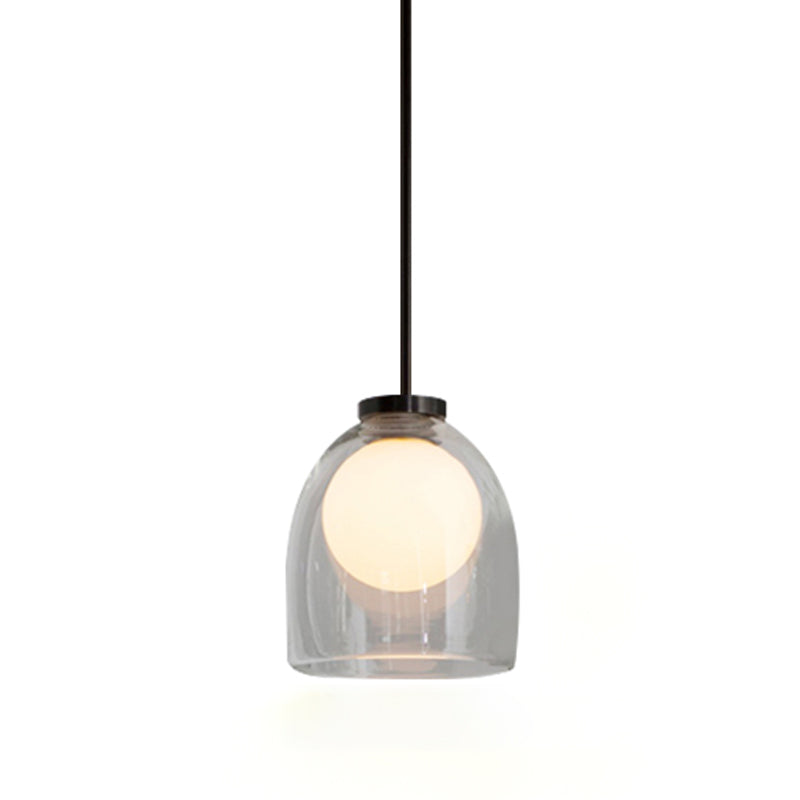 Lampe suspendue à la cloche en verre dans un pendentif en fer forgé moderne pour chambre à coucher