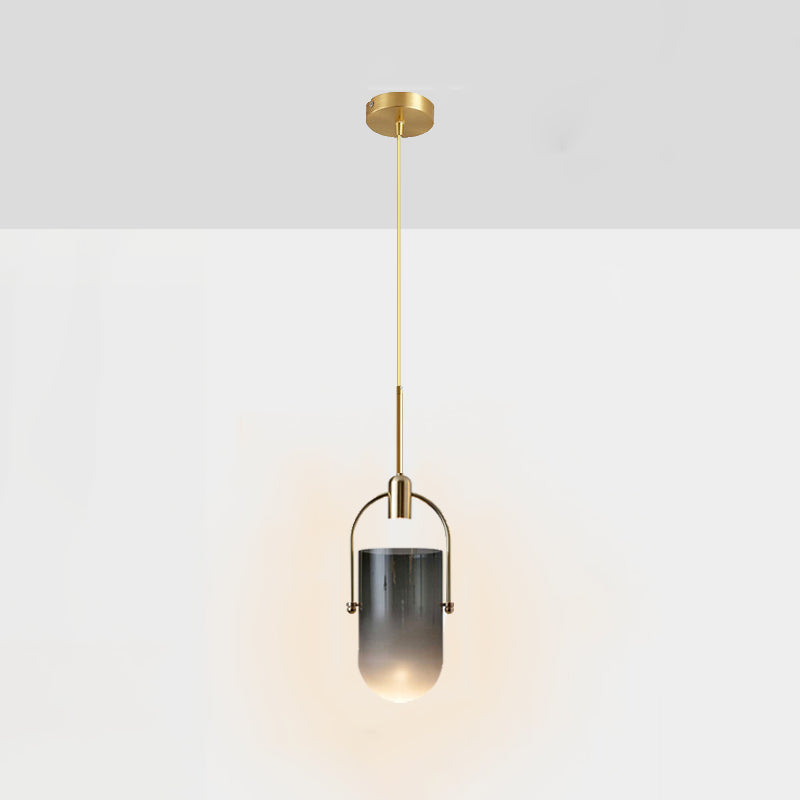Bucket Shape Hanging Lighting Modern Style Glass 1 Light Pendant Lamp for Restaurant