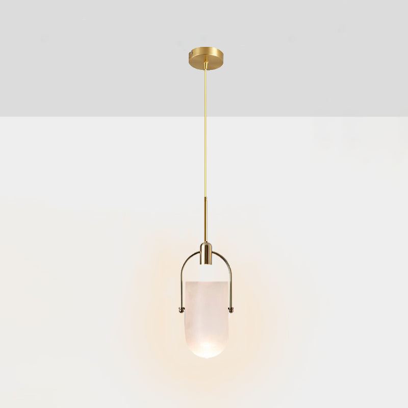 Bucket Shape Hanging Lighting Modern Style Glass 1 Light Pendant Lamp for Restaurant