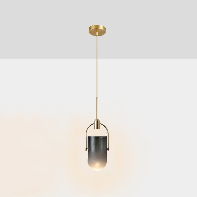 Bucket Shape Hanging Lighting Modern Style Glass 1 Light Pendant Lamp for Restaurant