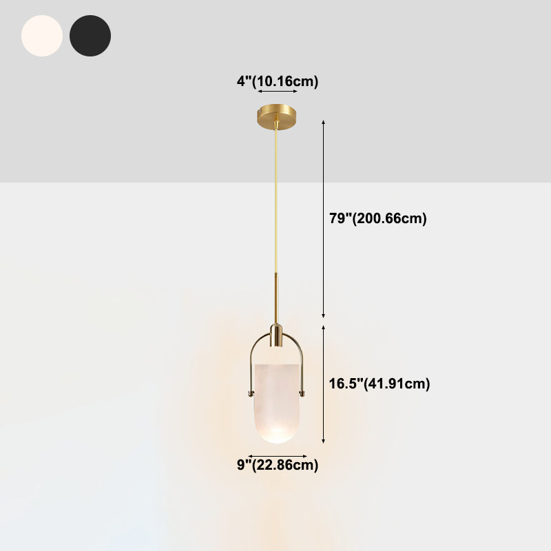Bucket Shape Hanging Lighting Modern Style Glass 1 Light Pendant Lamp for Restaurant