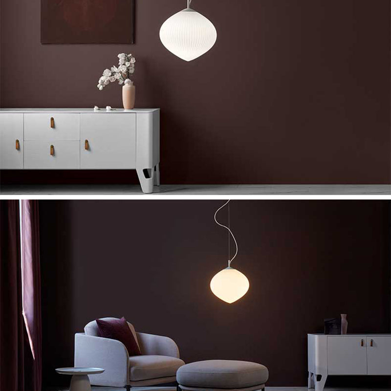 Flower Shape Hanging Lighting Modern Style Glass 1 Light Pendant Lamp for Restaurant