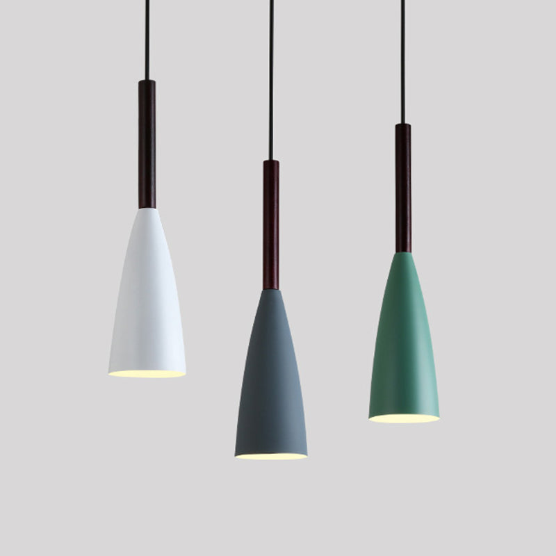 Cone Shape Hanging Lighting Modern Style Metal 1 Light Pendant Lamp for Bedside