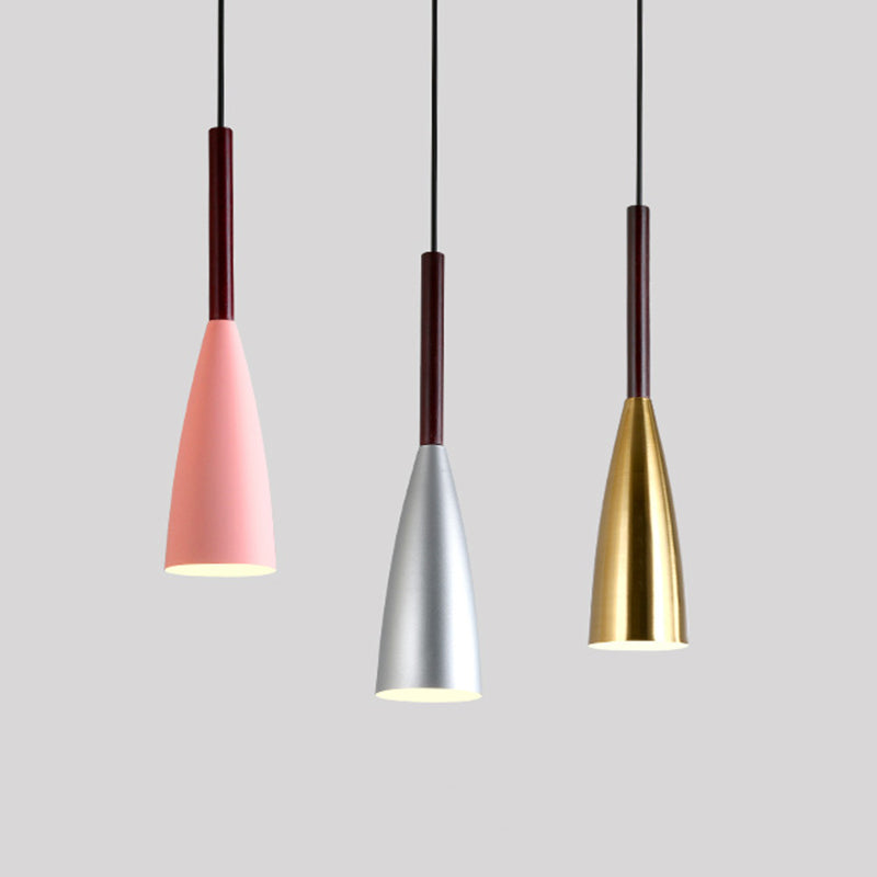 Cone Shape Hanging Lighting Modern Style Metal 1 Light Pendant Lamp for Bedside