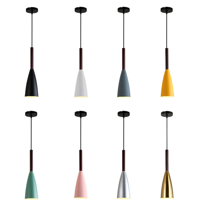 Cone Shape Hanging Lighting Modern Style Metal 1 Light Pendant Lamp for Bedside