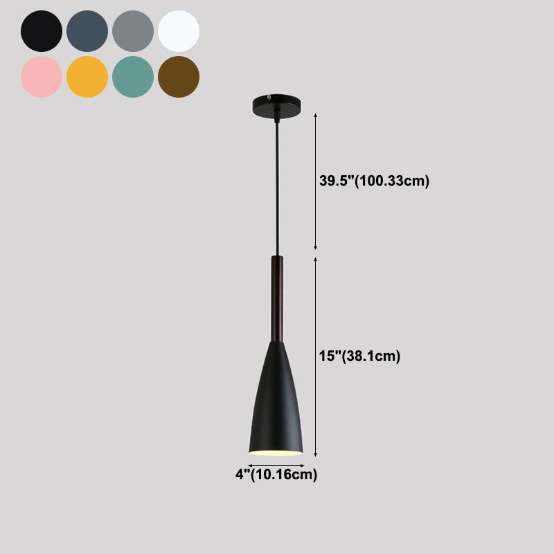 Cone Shape Hanging Lighting Modern Style Metal 1 Light Pendant Lamp for Bedside
