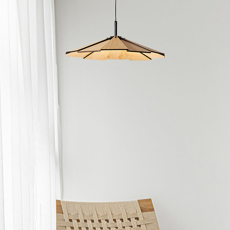 Kegelform hängende Beleuchtung moderner Holzholz 1 Licht Anhängerlampe für Hotel