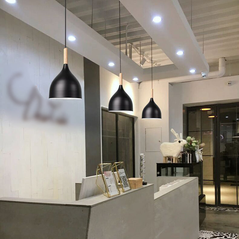 Bowl Shape Hanging Lighting Modern Macaron Style Metal 1 Light Pendant Lamp