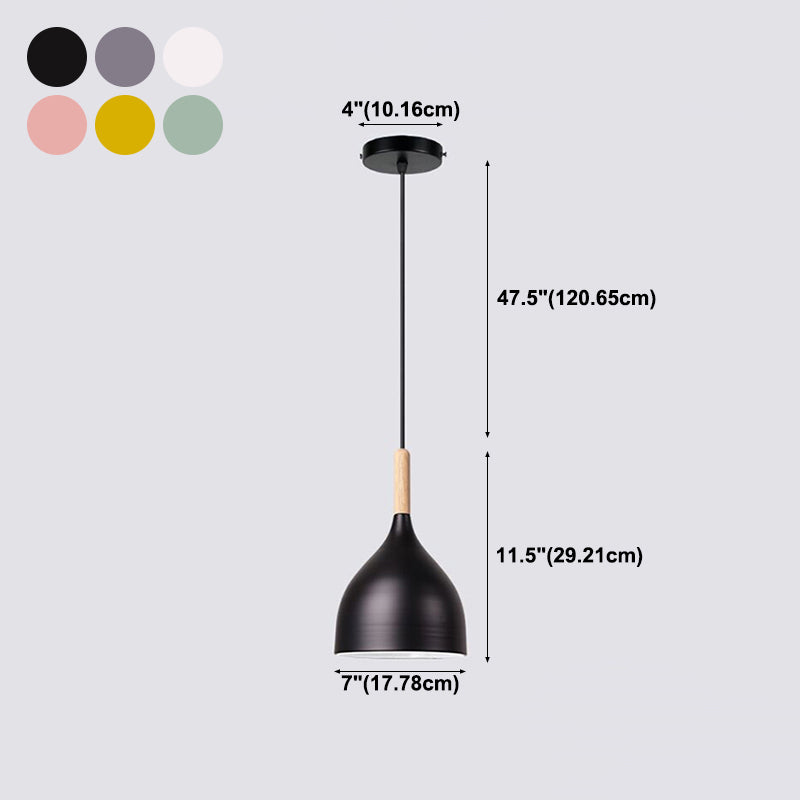 Bowl Shape Hanging Lighting Modern Macaron Style Metal 1 Light Pendant Lamp