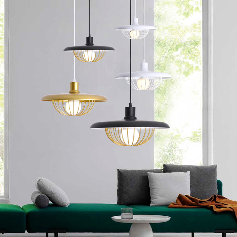 Pot Cover Shape Hanging Lighting Postmodern Style Metal 1 Light Pendant Lamp