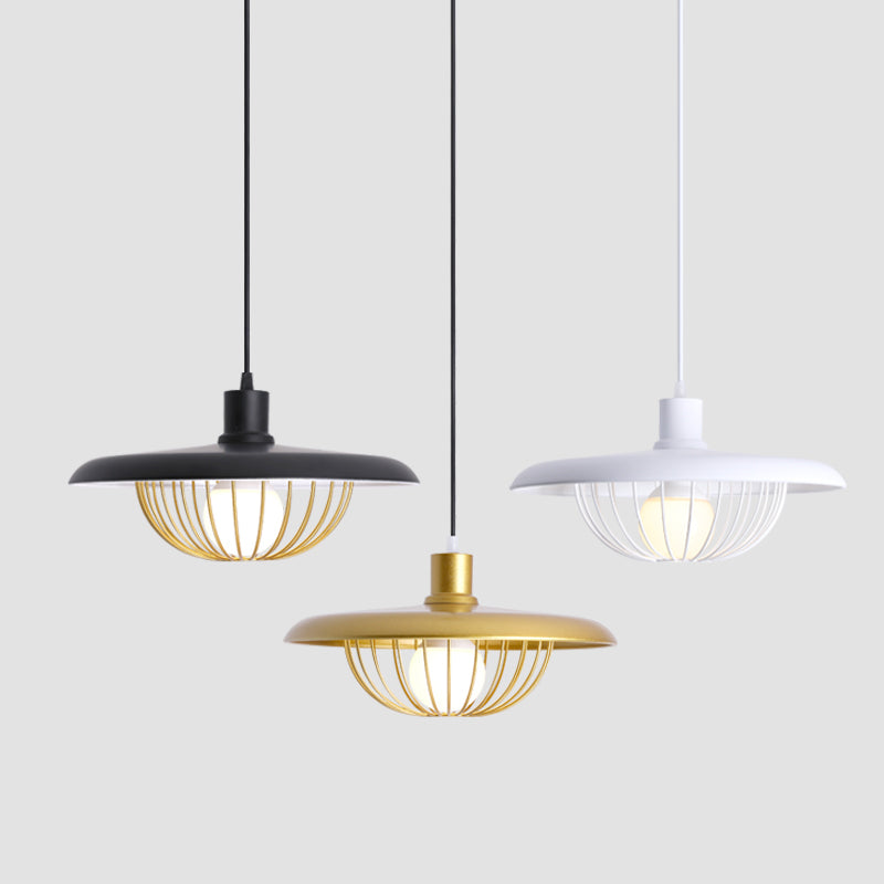 Pot Cover Shape Hanging Lighting Postmodern Style Metal 1 Light Pendant Lamp