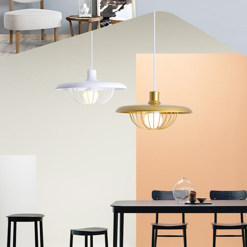 Pot Cover Shape Hanging Lighting Postmodern Style Metal 1 Light Pendant Lamp