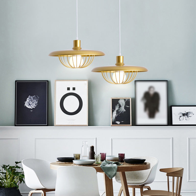 Pot Cover Shape Hanging Lighting Postmodern Style Metal 1 Light Pendant Lamp