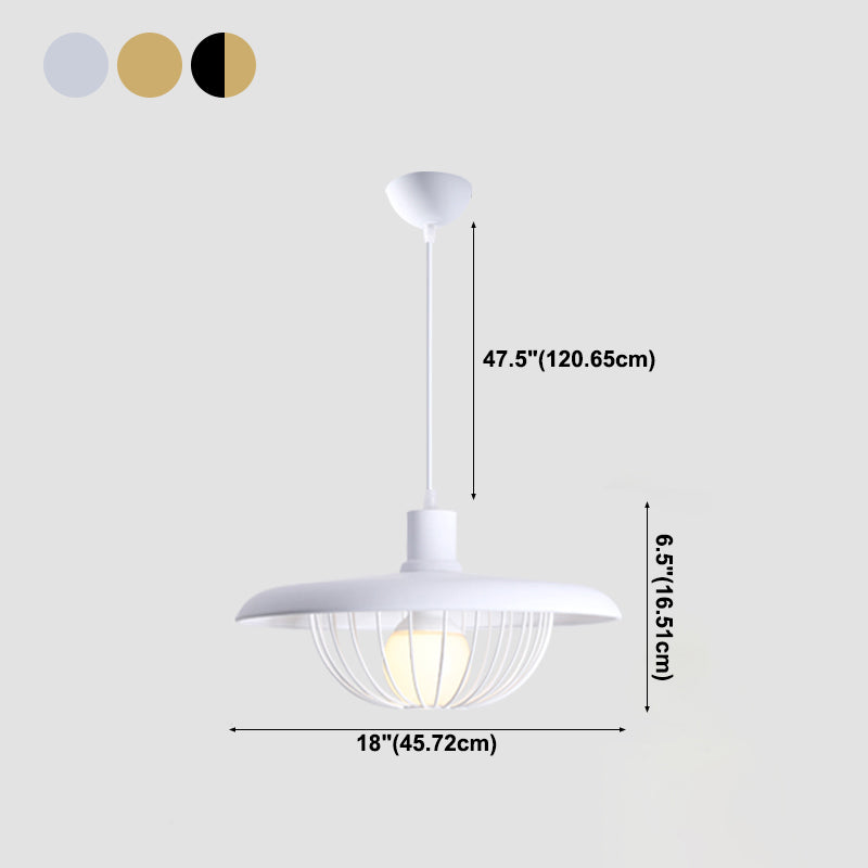 Pot Cover Shape Hanging Lighting Postmodern Style Metal 1 Light Pendant Lamp