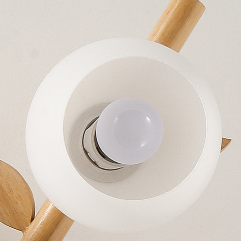 Luminaire de plafond en forme de globe en bois, luminaire de style moderne, beige