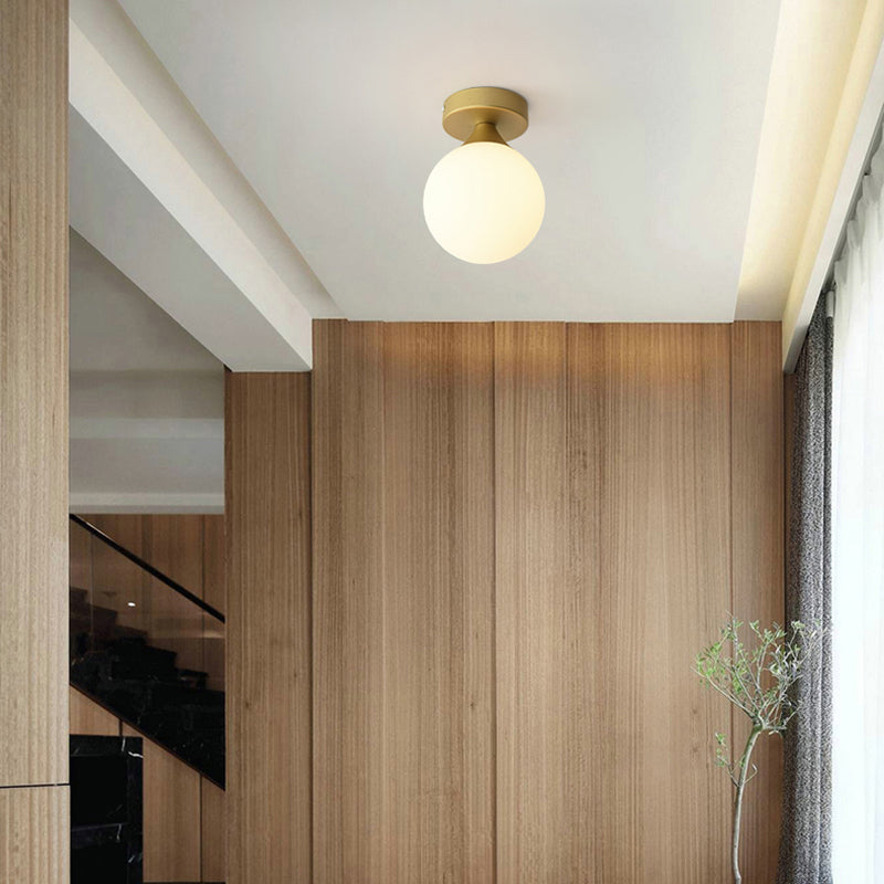 Plafonnier sphérique de style contemporain, luminaire monté au plafond pour allée en verre