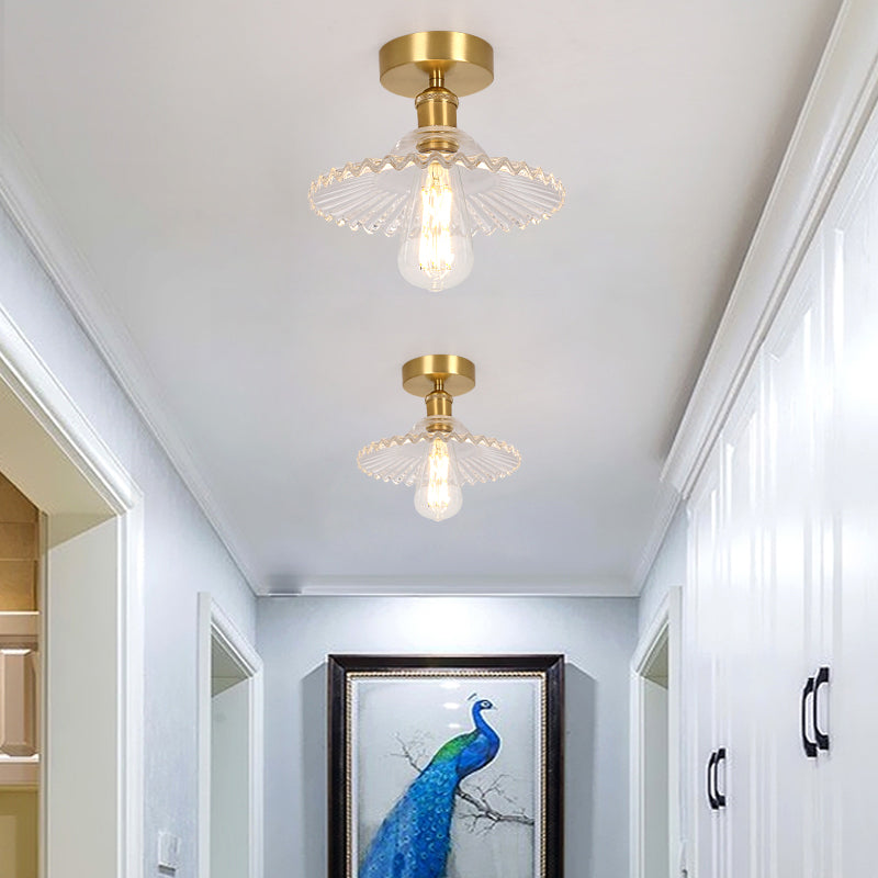 Glass Flared Semi Mount Lighting Simplicity Style Semi Flush Mount Light for Aisle