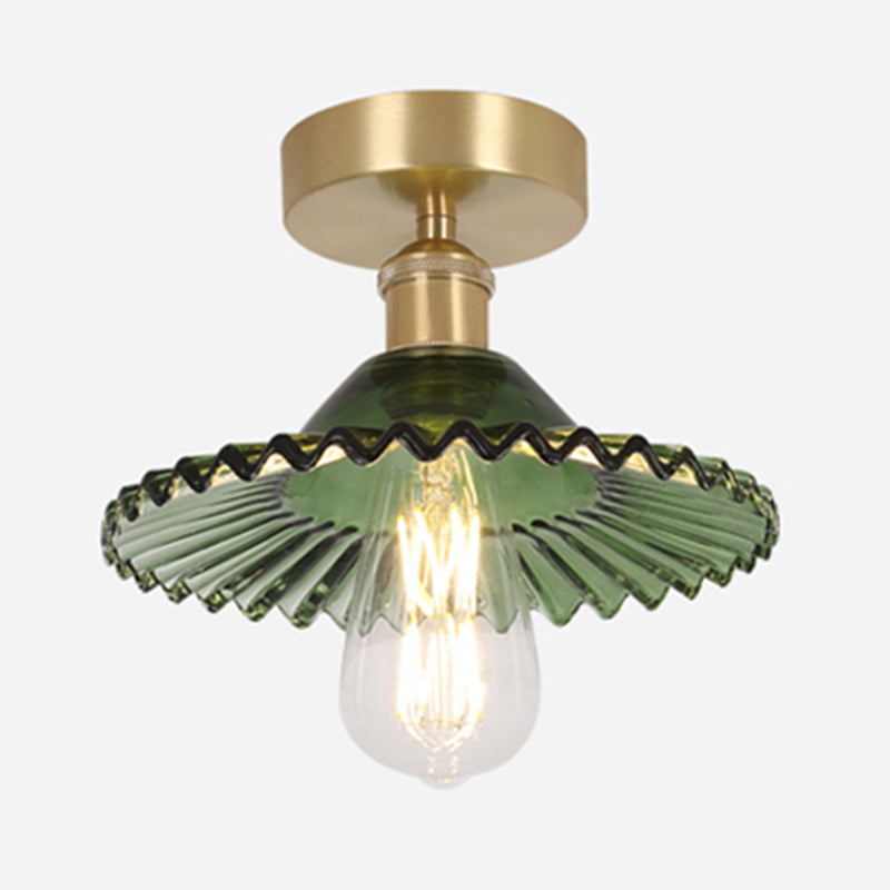 Glass Flared Semi Mount Lighting Simplicity Style Semi Flush Mount Light for Aisle