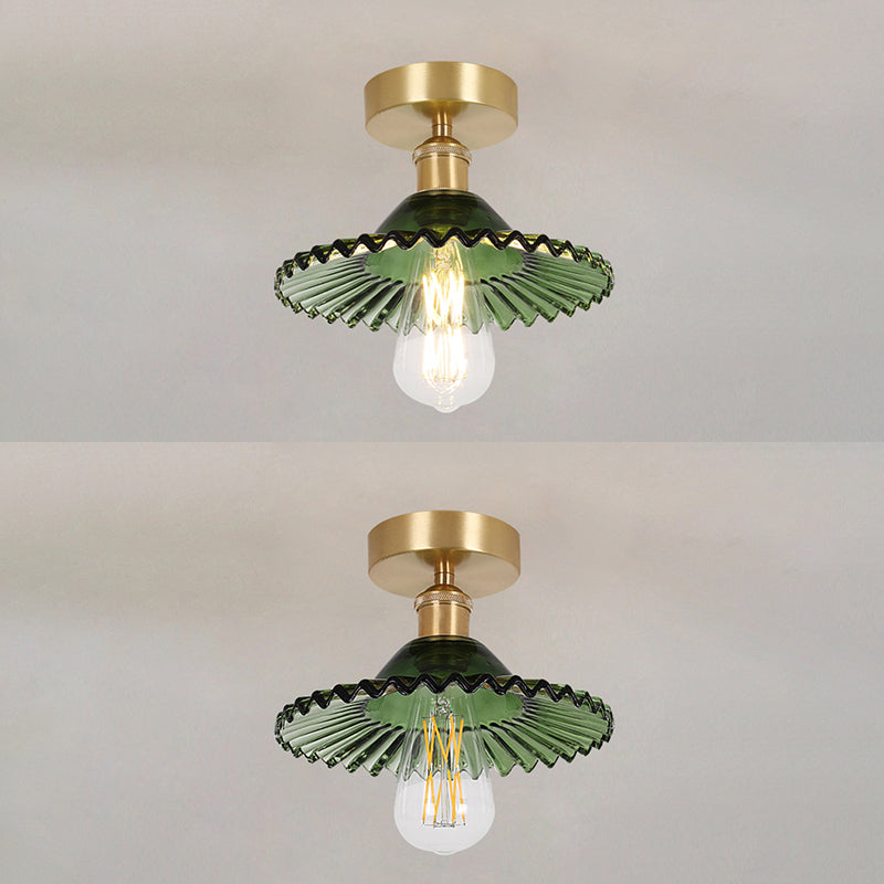 Glass Flared Semi Mount Lighting Simplicity Style Semi Flush Mount Light for Aisle