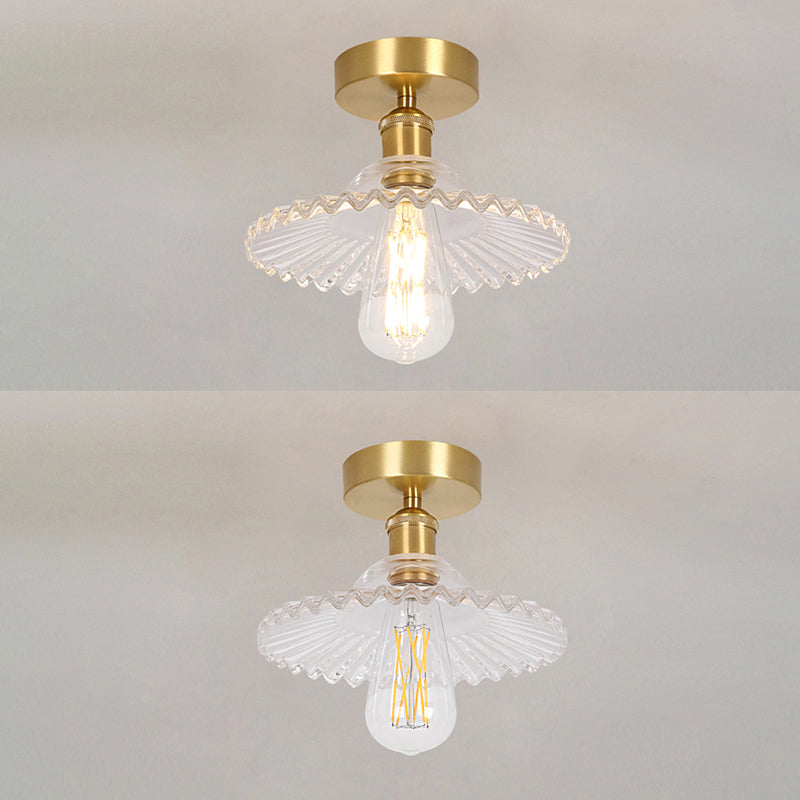 Glass Flared Semi Mount Lighting Simplicity Style Semi Flush Mount Light for Aisle