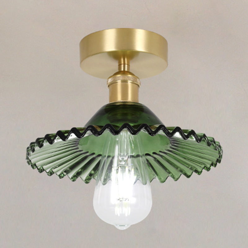 Glass Flared Semi Mount Lighting Simplicity Style Semi Flush Mount Light for Aisle
