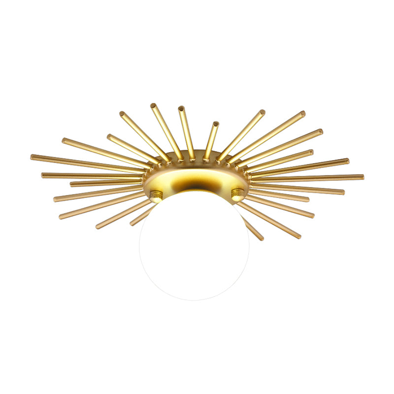 Lampada da soffitto Globe per balcone, con montaggio a soffitto, in vetro, semplice, in oro