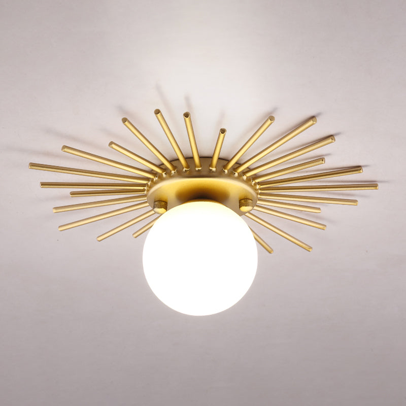 Lampada da soffitto Globe per balcone, con montaggio a soffitto, in vetro, semplice, in oro