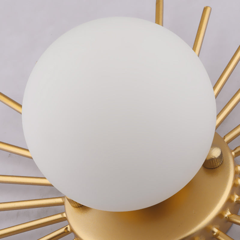 Lampada da soffitto Globe per balcone, con montaggio a soffitto, in vetro, semplice, in oro