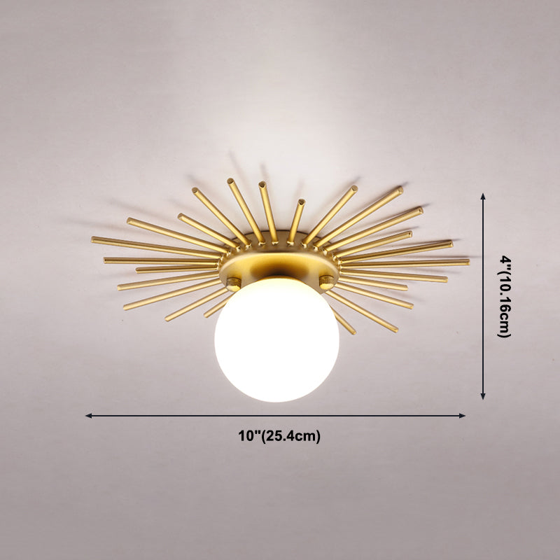 Lampada da soffitto Globe per balcone, con montaggio a soffitto, in vetro, semplice, in oro