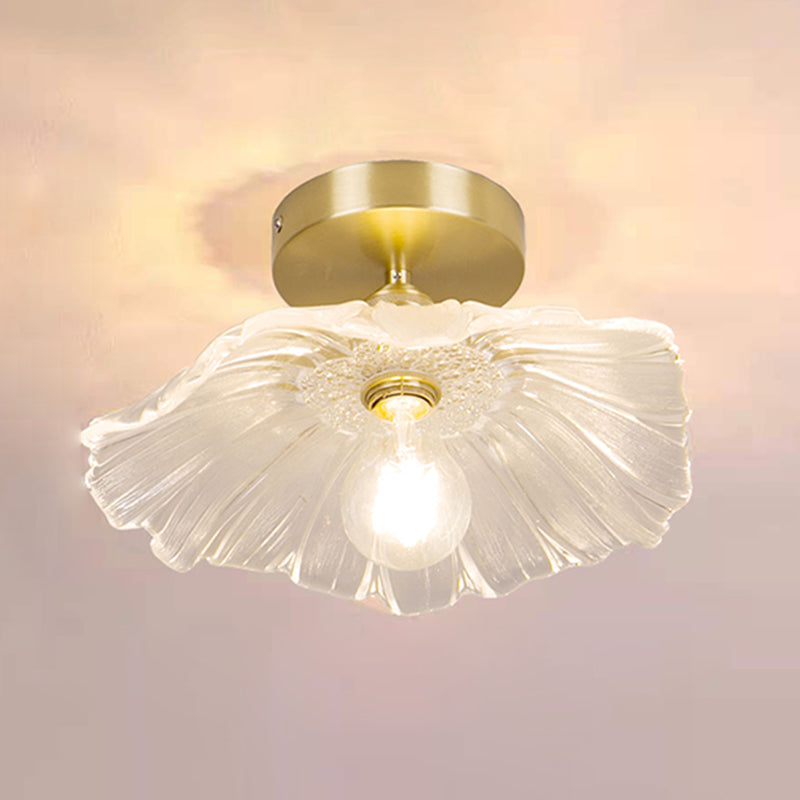 Lámpara de techo de pasillo de vidrio estilo simplicidad con montaje empotrado de flores en dorado