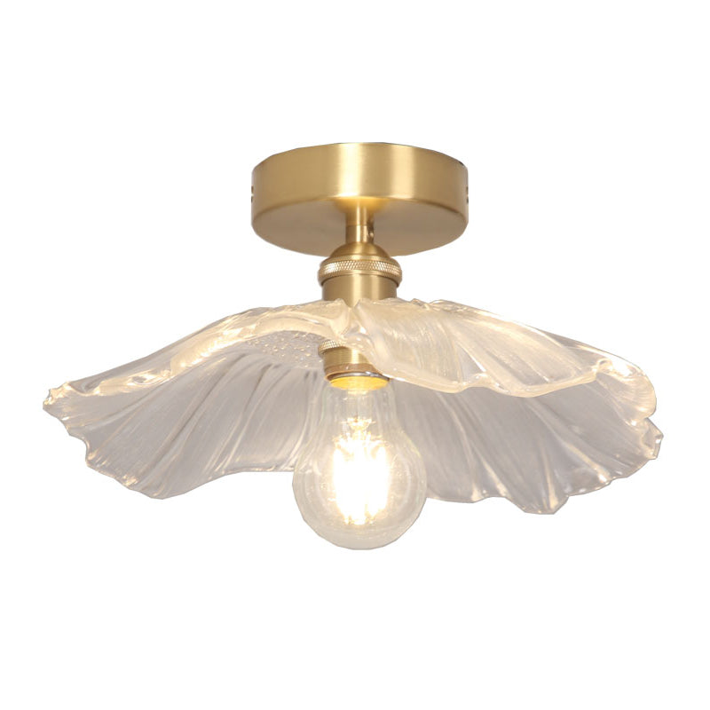 Lámpara de techo de pasillo de vidrio estilo simplicidad con montaje empotrado de flores en dorado