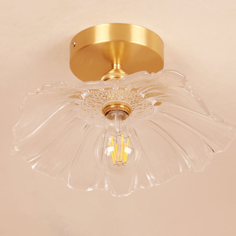 Lámpara de techo de pasillo de vidrio estilo simplicidad con montaje empotrado de flores en dorado