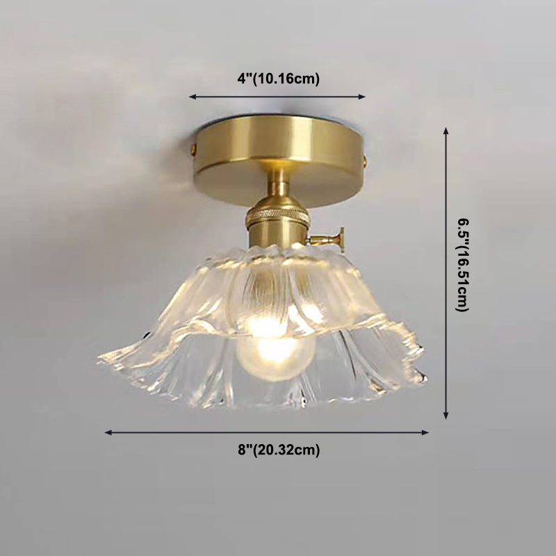 Lámpara de techo de pasillo de vidrio estilo simplicidad con montaje empotrado de flores en dorado