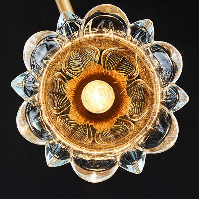 Luminaire de plafond floral en verre de style moderne, luminaire monté au plafond doré