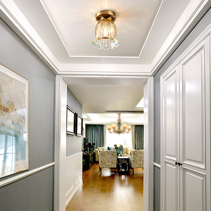 Floral Ceiling Mount Light Fixture Modern Style Glass Gold Ceiling Mounted Fixture