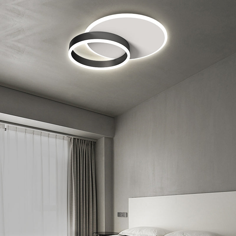 Black LED Flush Mount Lamp Modern Style Ceiling Light for Living Room Bedroom