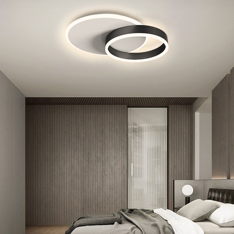 Black LED Flush Mount Lamp Modern Style Ceiling Light for Living Room Bedroom