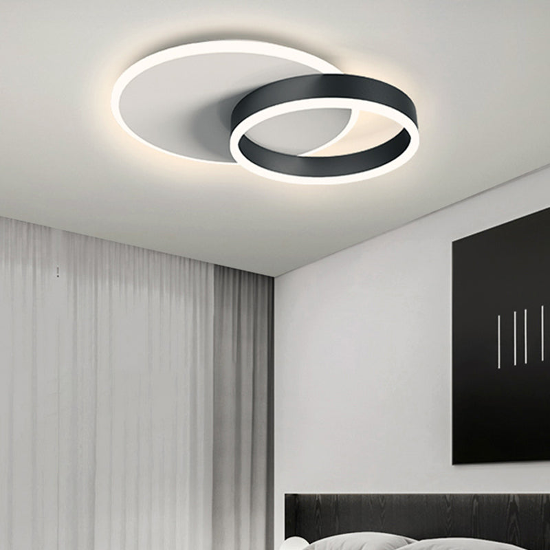Black LED Flush Mount Lamp Modern Style Ceiling Light for Living Room Bedroom