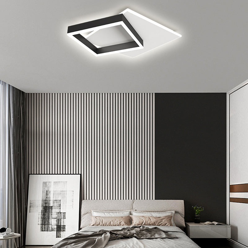Lámpara LED negra de montaje empotrado, luz de techo de estilo moderno para sala de estar y dormitorio