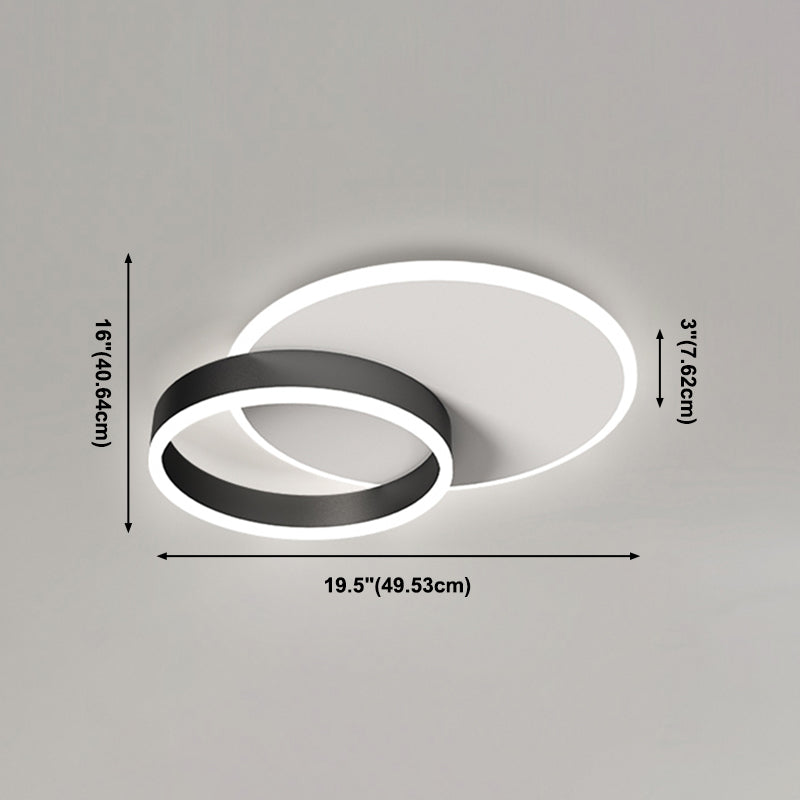 Black LED Flush Mount Lamp Modern Style Ceiling Light for Living Room Bedroom