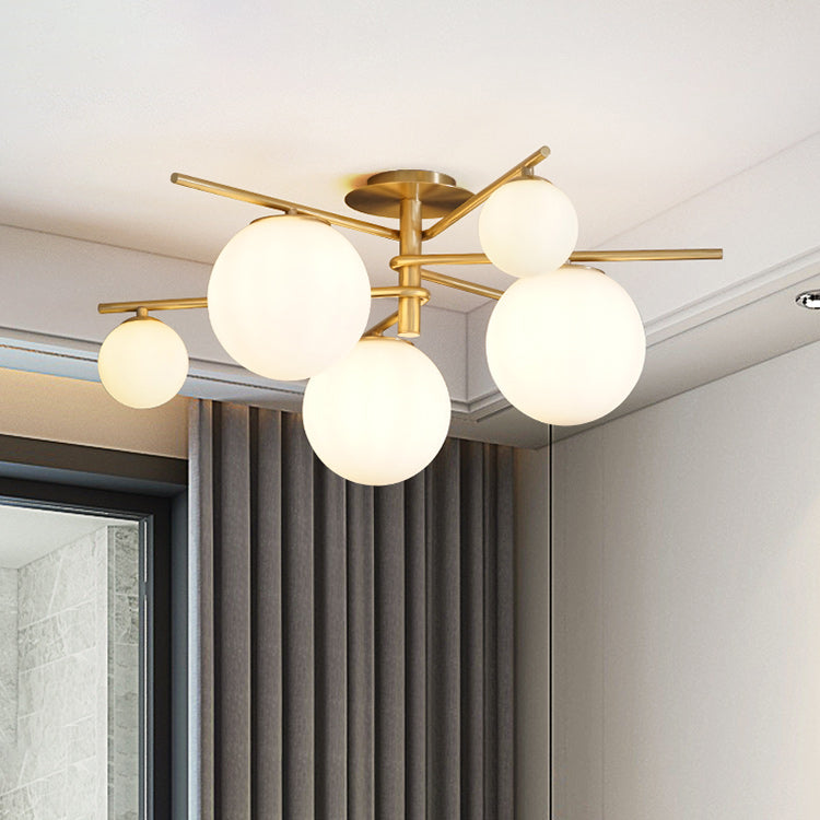 Plafonnier à bulles de verre, lampe semi-encastrée de style moderne pour chambre à coucher