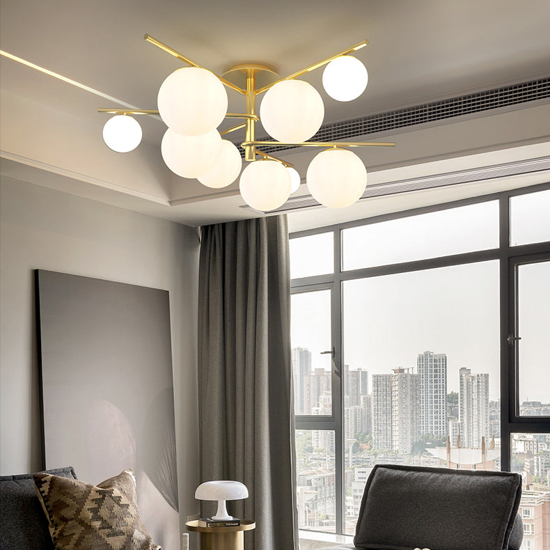 Plafonnier à bulles de verre, lampe semi-encastrée de style moderne pour chambre à coucher