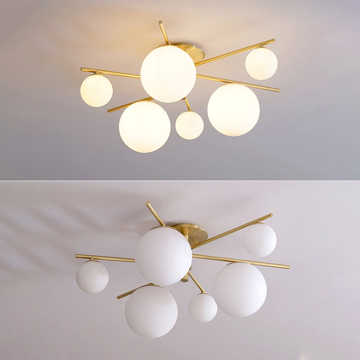 Plafonnier à bulles de verre, lampe semi-encastrée de style moderne pour chambre à coucher