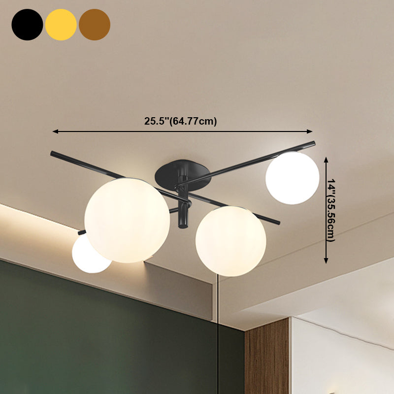 Plafonnier à bulles de verre, lampe semi-encastrée de style moderne pour chambre à coucher