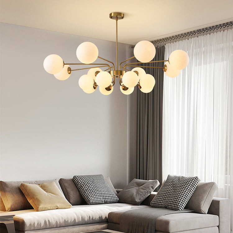 Designer Style Globe Chandelier Lighting Multi-Head Suspension Pendant Lamps with Glass Shade