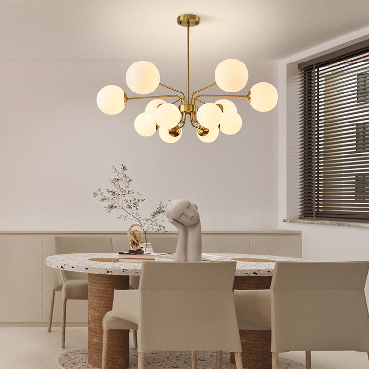 Designer Style Globe Chandelier Lighting Multi-Head Suspension Pendant Lamps with Glass Shade