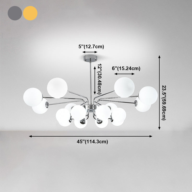 Designer Style Globe Chandelier Lighting Multi-Head Suspension Pendant Lamps with Glass Shade
